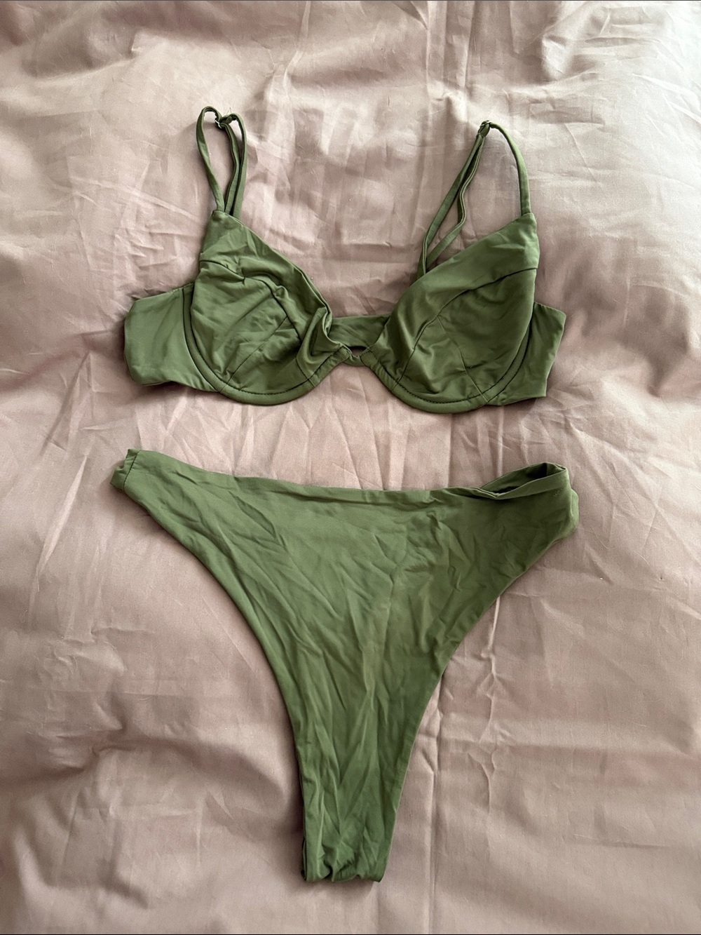 Olive Green Women's Underwire Bikini Set